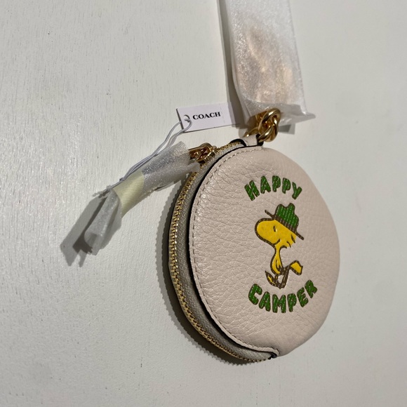 Coach X Peanuts Circular Pouch Bag Charm Woodstock Coin Wallet Purse Keychain - Picture 6 of 6